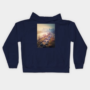 traffic on Paris highway Kids Hoodie